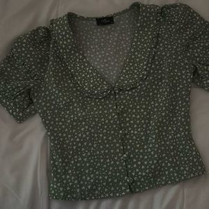 V-neck ‘Milk and Honey’ green heart blouse
